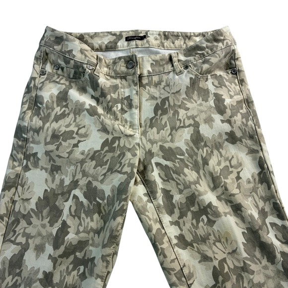 J. McLaughlin Lexi Beige Camo Floral Print Straight Mid Jeans Pants Sz 4 Stretch - Picture 5 of 15